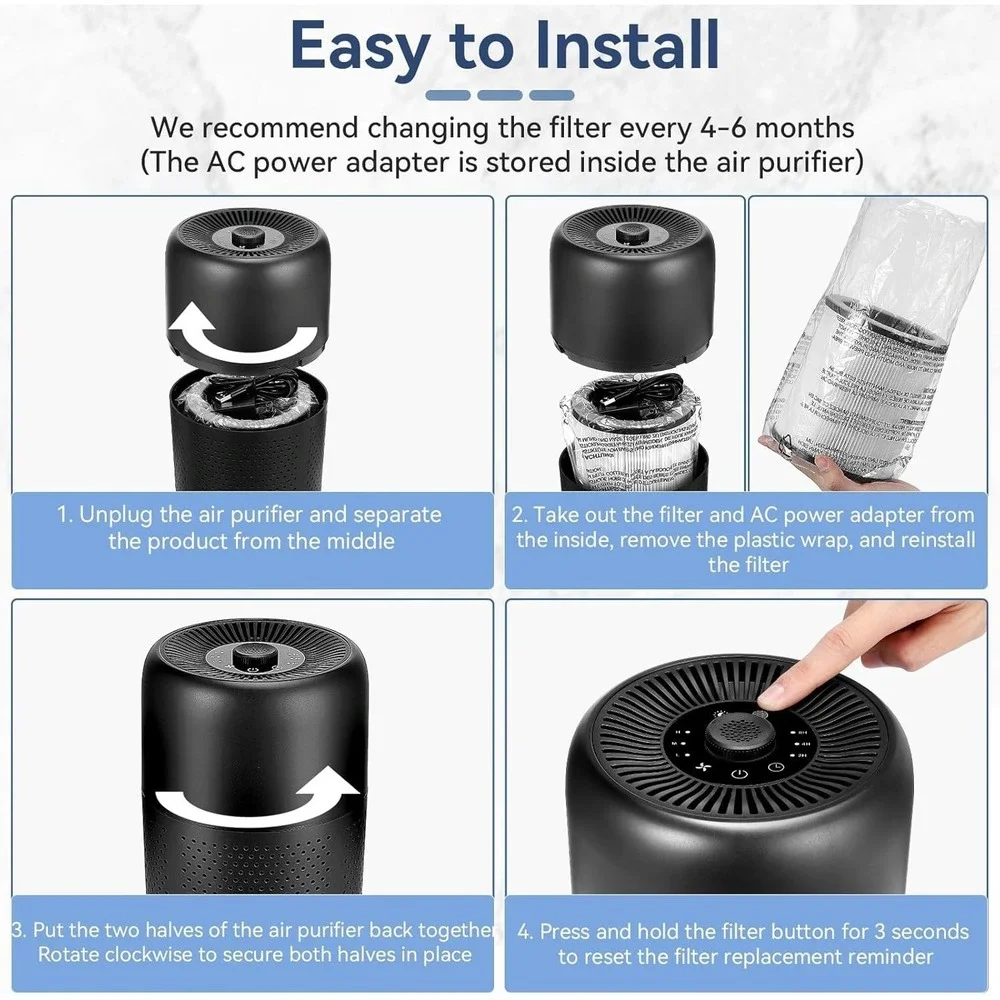 2 Pack Air Purifiers with Aromatherapy, Nightlight
